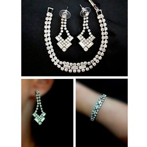 Diamond Set Earrings & Bracelet